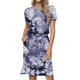 thumbnail image 1 of Puntoco Vestido Suelto Informal Con Cuello Redondo Y Tirantes Para El Hombro, Manga Corta, Estampado Floral, Con Bolsillos, Vestido De Manga Corta Con Cuello Redondo, Azul Marino S, 1 of 7