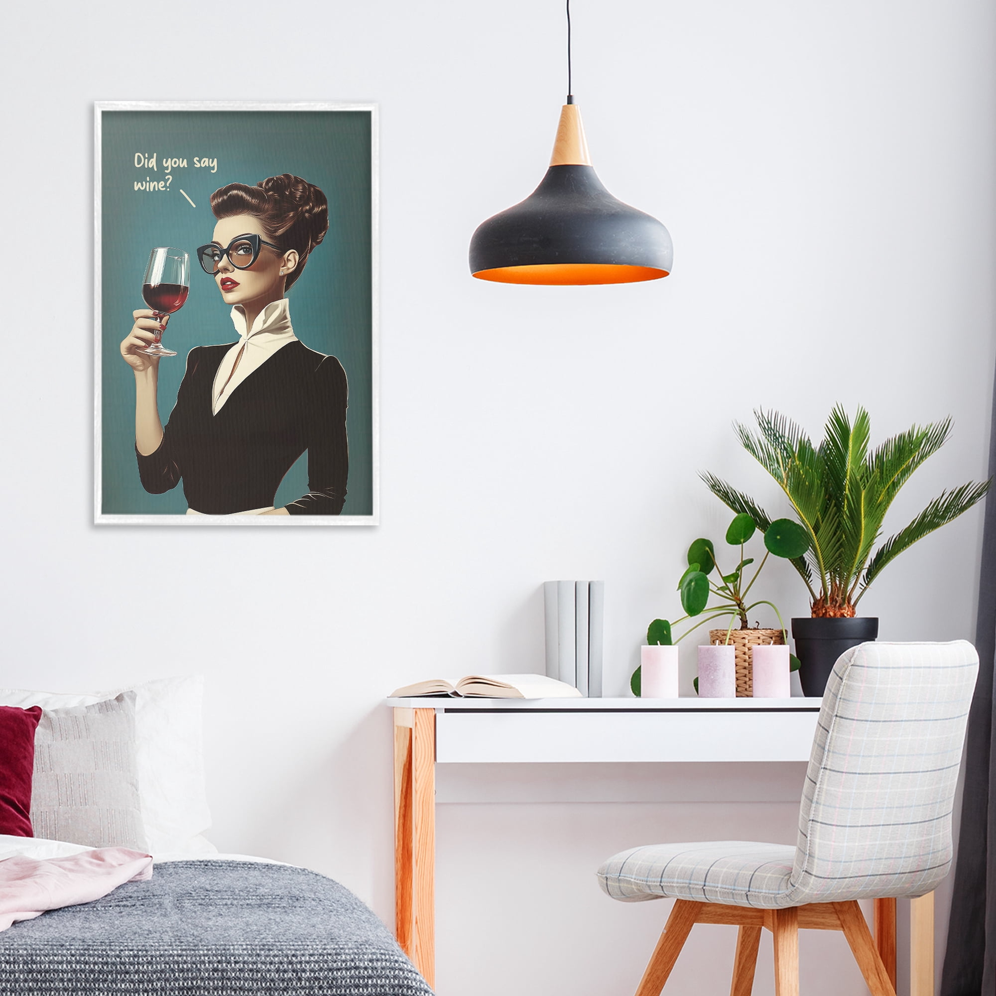Stupell Industries Did You Say Wine White Framed Giclee Art, design by Andreas Magnusson