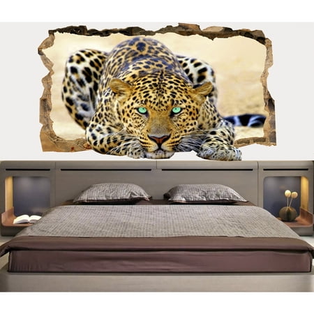 Startonight 3D Mural Wall Art Photo Decor Blue Eyes Leopard Amazing Dual View Wall Mural Wallpaper for Bedroom Animals Wall Paper Art Gift Large 47.24 ‘’ By 86.61