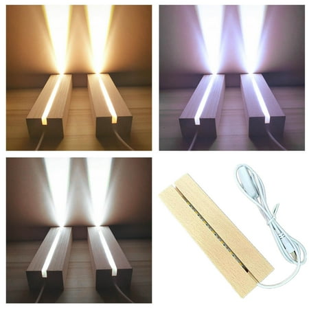 

Lamp String Rectangle Light Display Base Wooden Stand Wood Night Lights Solid wood light base acrylic light base solid wood lamp holder usb plug （White + warm + natural light）
