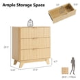 thumbnail image 2 of Ktaxon Solid Wood 3 Drawer Nightstand Fluted Bedside Table End Table, Oak, 2 of 12