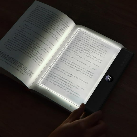 Book Light, Rechargeable Clear LED Flat Book Lights for Reading in Bed at Night with 3 Colors & Timer, Dimmable Panel Plate Book Lamp Full Page Light, Bookish Gifts for Readers Book Lovers (Black)