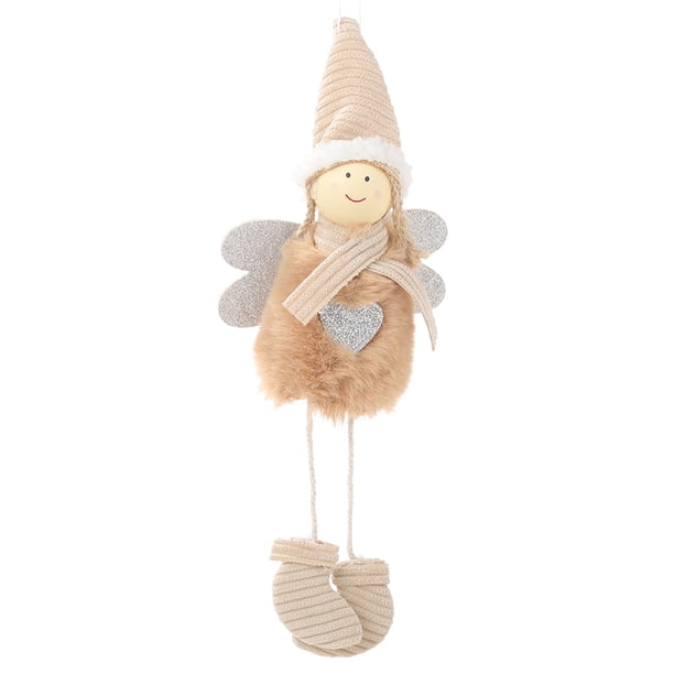 Matsuzay Ángel de Navidad de juguete, muñecos de peluche, adornos colgantes para árbol de Navidad, decoración del hogar, regalo para niños Kits de decoración para fiestas caqui