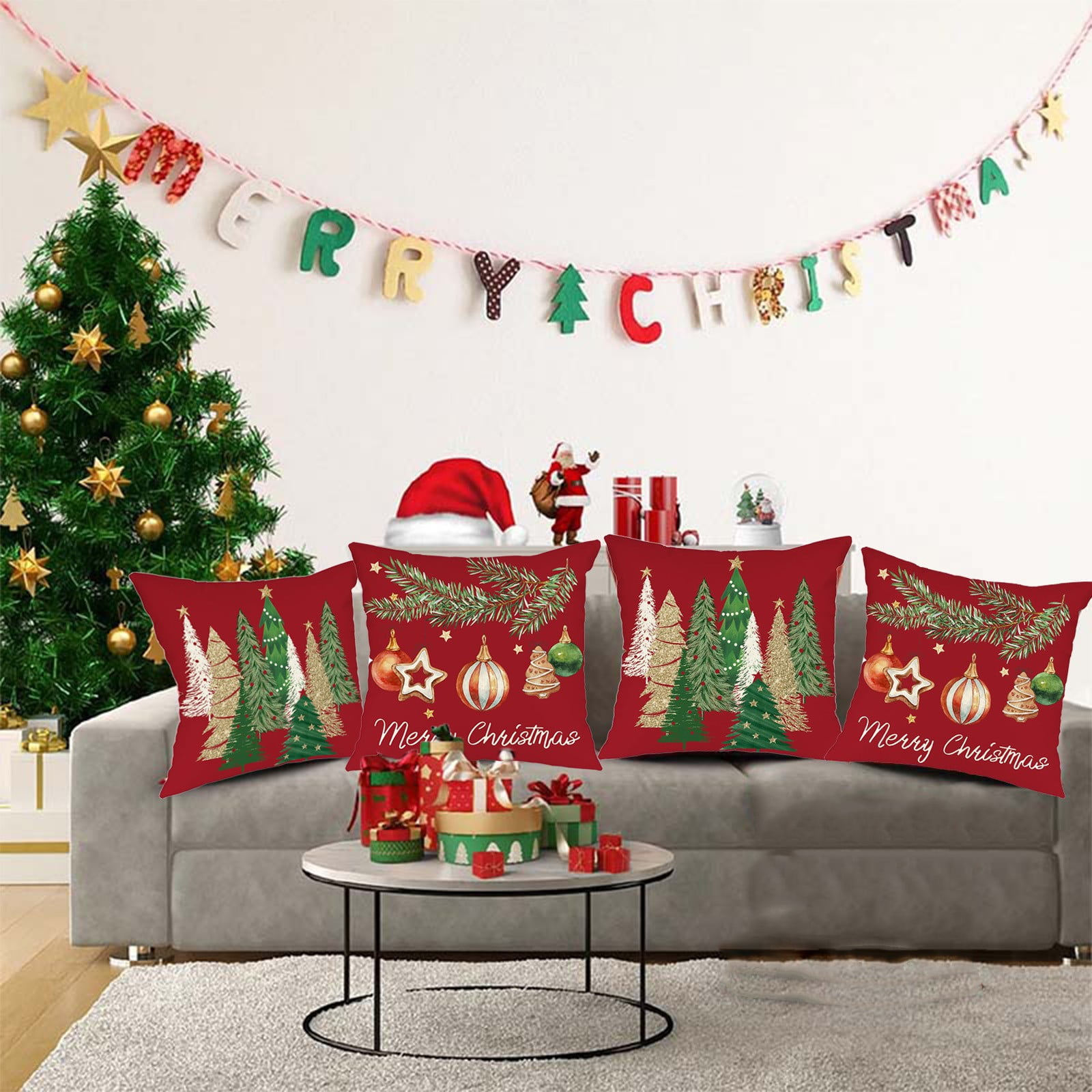 Christmas pillows on couch sale