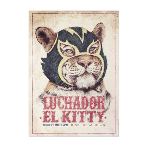 El Kitty - Drawing Vintage Poster Cat Humor Surrealism Pop Art Retro Unframed Wall Art Print 5 x 7 inches