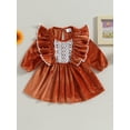 thumbnail image 2 of Diconna Robe Bébé Fille, Robe à Manches Longues Col Rond Patchwork en Velours Côtelé Robe Trapèze pour Fête Quotidienne, 2 of 9