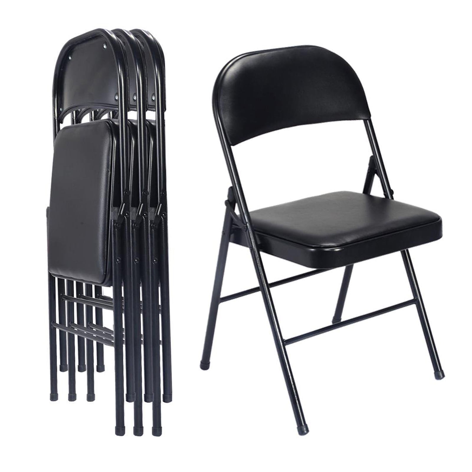 Vebreda Vinyl Folding Chair (4 Pack), Black