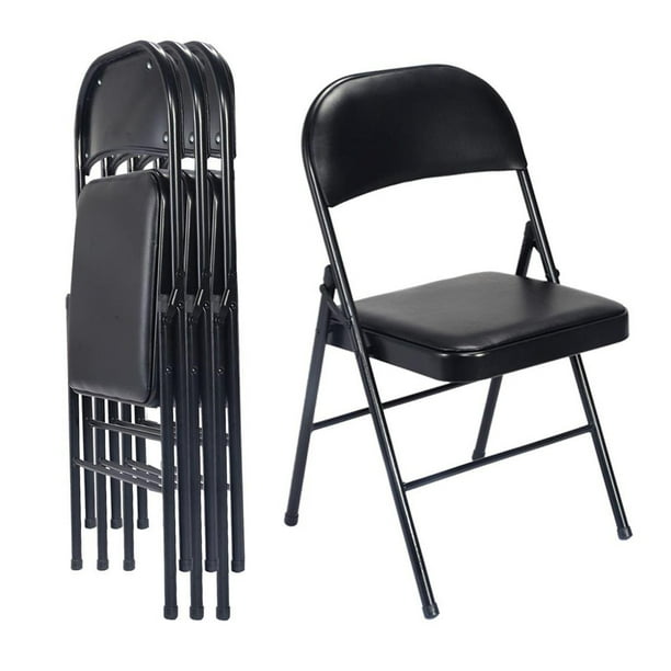Vebreda Vinyl Folding Chair (4 Pack), Black