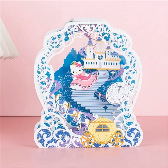 3D Pop Up Birthday Card, Princess Greeting Card with Castle & Carriage, Blank Inside for Personalized Messages, Desk Decor for Kids, Birthdays, Parties & Gifts