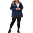 thumbnail image 2 of Agnes Orinda Women's Plus Size Layered Drawstring Hooded Utility with Pockets Denim Jackets 2X Black Blue, 2 of 6