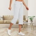 thumbnail image 2 of JJHGVB capris pants Cropped Pant pedal pushers for women gaucho pants for women Knee Length Capri Pants women's capris active pants women Lounge Slacks Straight Leg Pants Loose Fit White 2XL, 2 of 6
