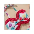 thumbnail image 5 of Gzhioc Sister Matching Swimwear, Heart Print Bowknot One-Piece Bikini/Halter Crop Tops and Ruffles Shorts Swimsuit Set Gift, 5 of 8