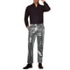 thumbnail image 2 of Pantalones metálicos INSPIRE CHIC para hombres, pantalones rectos brillantes para fiestas disco, pantalones brillantes 36 gris plateado, 2 of 5