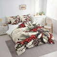 thumbnail image 3 of jejeloiu Rustic Pine Cone Bedding Comforter Set 7pcs,Christmas Red Berry Queen Bedding Sets,Tropical Plant Leaves Queen Sheet Sets,Lightweight Room Decor Reversible, 3 of 8