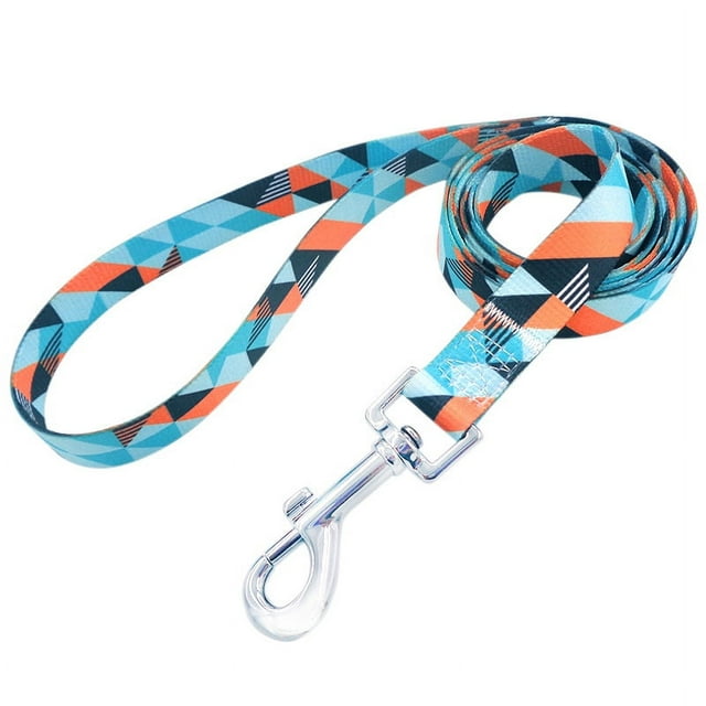 Collier de Traction Géométrique Vert pour Animaux, 2.5cm X 120cm avec Poignée
