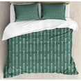 thumbnail image 1 of Muted Colors Duvet Cover Set Queen Size, Pastel Repetitive Pattern with Vertical Order Rounds, Decorative 3 Piece Bedding Set with 2 Pillow Shams, Laurel Green and Multicolor, by Ambesonne, 1 of 3