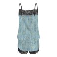 thumbnail image 4 of Hrsba Matching Set Women,Print Lace Sleeveless Camisole Patchwork Shorts Casual Summer Outfits, 4 of 5