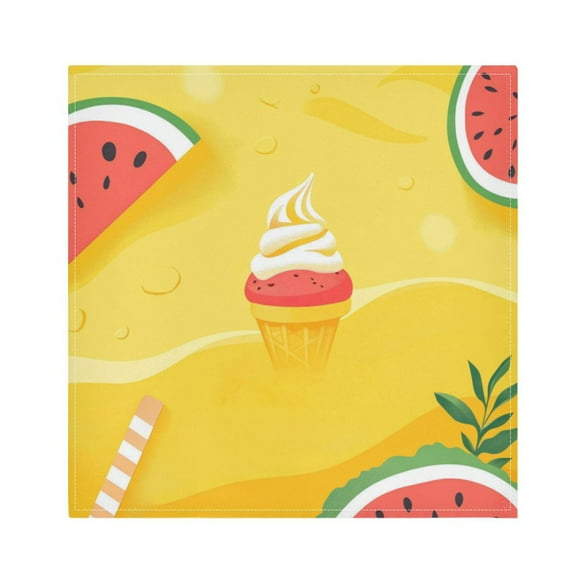 Satin Napkin Square 20 Inches Soft Smooth Decorative Napkins for Party Wedding Banquet and Dinner Ice Cream and Watermelon
