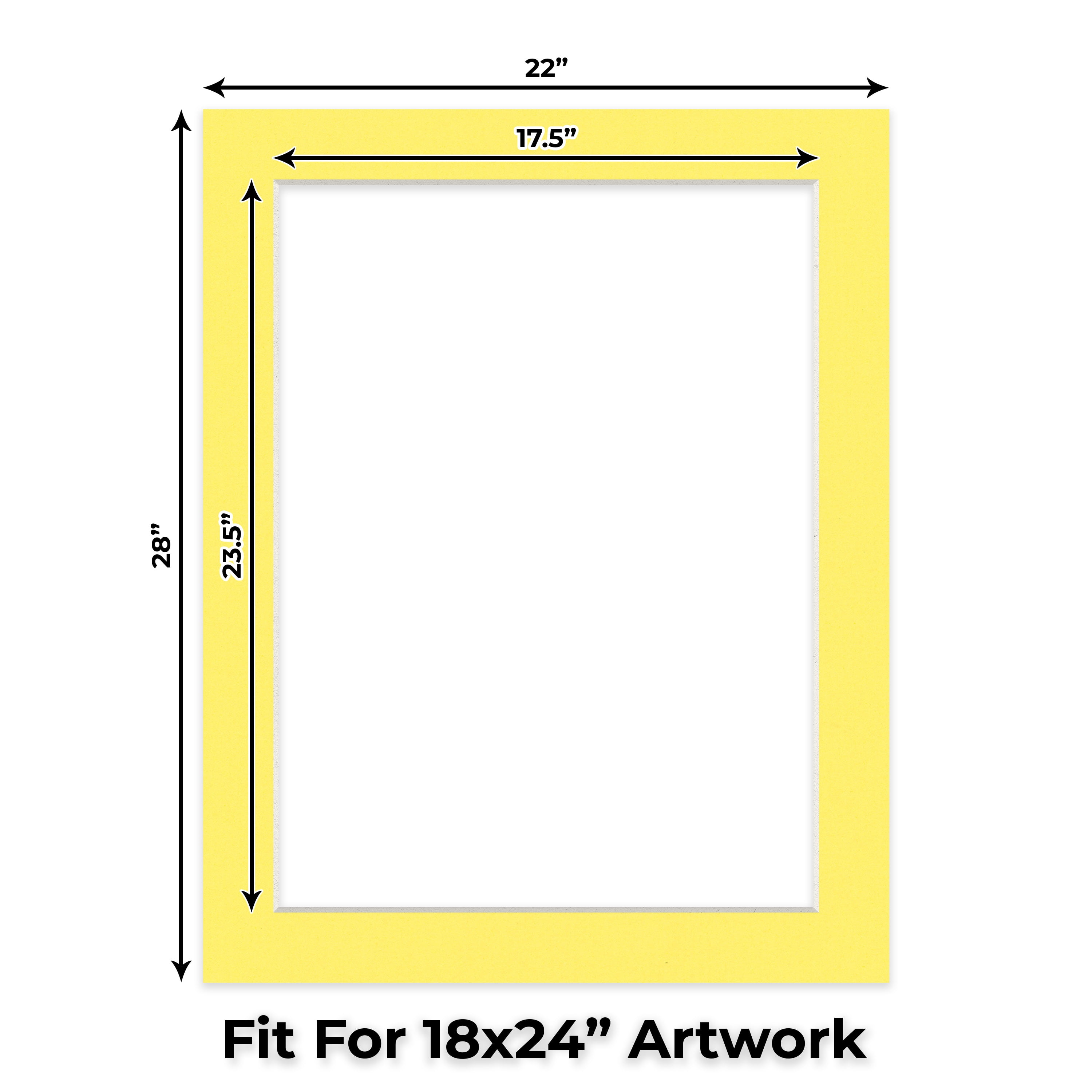 Yellow Picture Frame Mat for 22x28 Frames - Fits 18x24 Photos - 1 Mat