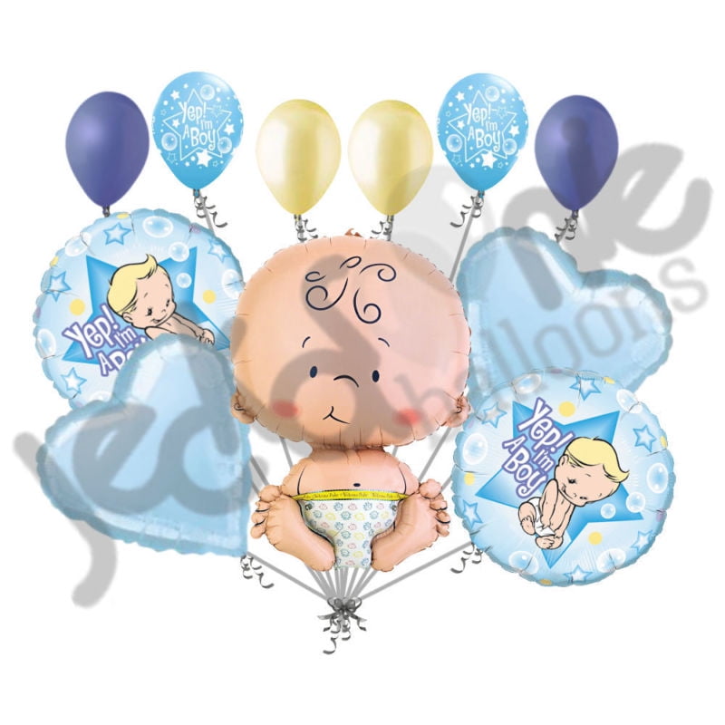 11 pc Yep I'm a Boy Balloon Bouquet Party Decoration Welcome Its a Baby Shower 