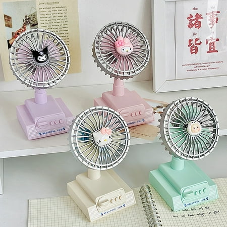 

WEI 2024 NEW Kawaii Sanrio Hello Kitty Fan My Melody Cute Cartoon Dormitory Office Desktop Portable Strong Winds Fan Usb Charging Toys Girls