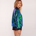 thumbnail image 4 of Moda Mujeres Lentejuelas Abrigo Chaqueta de Bombardero Manga larga Cremallera Streetwear Casual Loos Abody S, 4 of 7