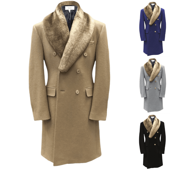 Blekii Men's Wool Blend Overcoat, Notched Lapel Long Casual Coat, Solid Colour Mid-Length Top Coat, Smart Outerwear for Fall Winter, Office Or Dress Occasion Coat, Classic Trench