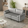 thumbnail image 3 of Costway Modern Loveseat 2-Seat Sofa Couch with 2 Bolsters Side Storage Pocket Grey, 3 of 11