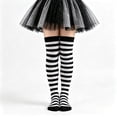 thumbnail image 2 of BRICH Girls Striped over Knee Socks Kids Long Thigh High Stockings for Parties Halloween White One Size, 2 of 4