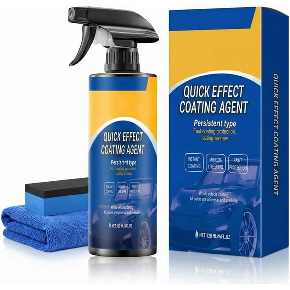 Fast-Acting Car Coating Spray, Waterless Car Wash & Polish, Paint Protection Agent for Shine & Light Scratch Repair, Multi-Surface Cleaner for Car Paint, Glass & Wheels (1 Piece)