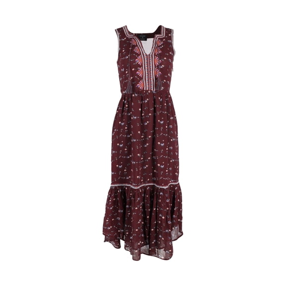 Pre-Owned Ulla Johnson Leena Floral Midi Dress in Burgundy Silk