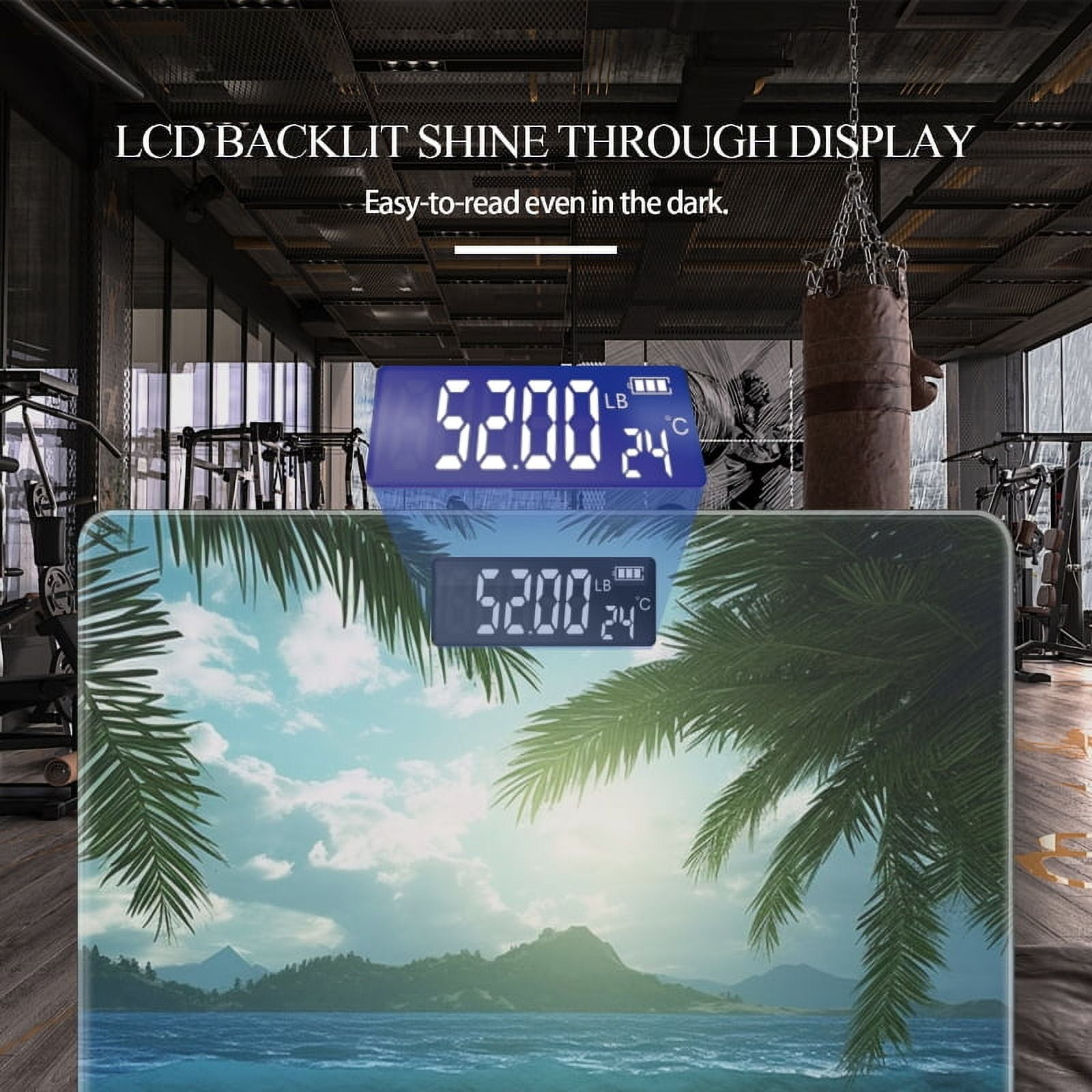 Bathroom Scale, Highly Accurate Digital Body Scale,Precisely Measures Weight up to 400 lbs-Beautiful Tropical Beach With Palm Trees And Blue Waves