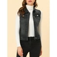 thumbnail image 3 of INSPIRE CHIC Gilet en Denim à Simple Boutonnage pour Femmes, Délavé, avec Poches à Rabat sur la Poitrine, 3 of 3