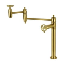 Kingston Brass KS3707RKZ Wendell Deck Mount Pot Filler Faucet with Knurled Handle, Brushed Brass
