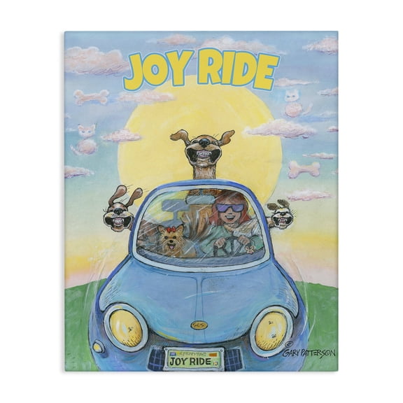 Stupell Industries Cottage Joy Ride Funny Cartoon Pet Dog Design Canvas Art, 16 x 20, by Gary Patterson