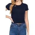 thumbnail image 2 of Women's Short Sleeve Crew Neck Crop Top - Soft Cotton Spandex Jersey 2-Pack, 2 of 5