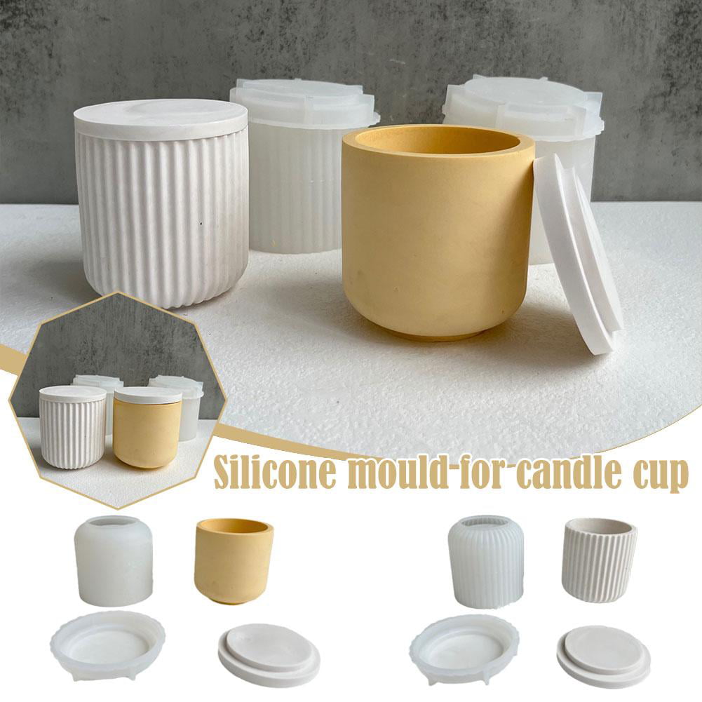 Silicone Molds for Concrete Candle Vessels, Molds for Making Candle Vessels  With Lids SL12X4.5 