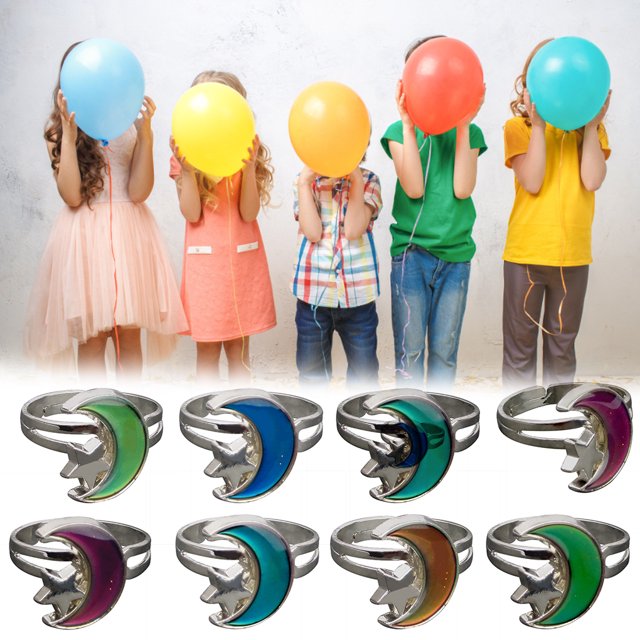 Jumpingount Anillo de estrella y para mujeres y niñas, Color cambiante de temperatura, anillo de estado de ánimo, joyería para fiestas, viajes, vacaciones Ropa, zapatos y accesorios Miscelánea Jumpingount AP1216-00B