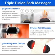 Triple Fusion Back Massager with Heat & Electric Traction, 3-in-1 Deep Tissue Massage for Sciatica and Lower Back Pain Relief, Portable Lumbar Support Pillow