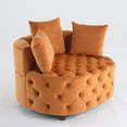 thumbnail image 4 of Accent Barrel Chair with Back and Thick Cushion, Velvet Upholstered Button Tufted Sofa Chair for Living Room Bedroom, Orange, 4 of 7
