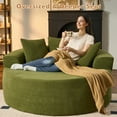 thumbnail image 6 of XIZZI 58.26" Round Chaise Lounge Chair, Oversized Upholstered Sleeper Sofa Bed with Plush Corduroy, Sturdy Sprung Support,Cloud Couch for Living Room Bedroom, Green, 6 of 9
