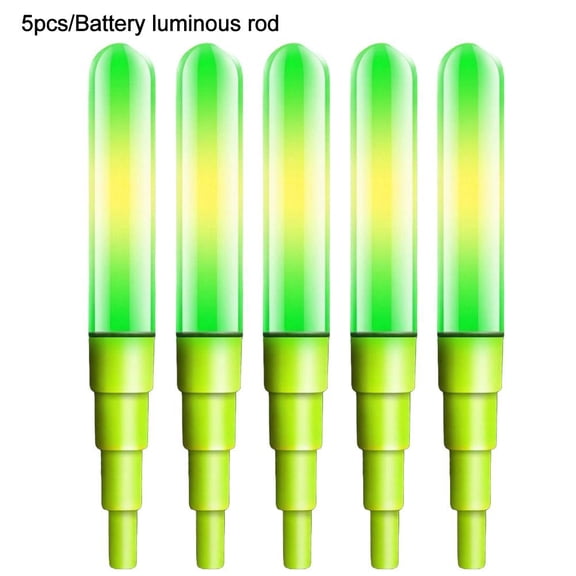 5PCS Fishing Glow Sticks, LED Glow Sticks for Fishing with Batteries, LED Fluorescent Fishing Float Set, Night Fishing Light Up Fishing Bobbers Floats and Rod Tips - Green