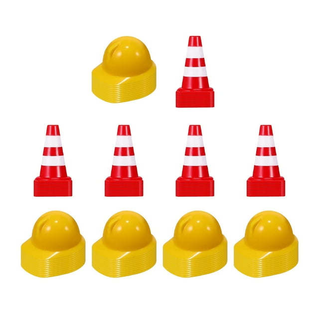 100x Mini sombrero de construcción cono de tráfico juguete de carretera juguetes para niños juguetes de señales, conos de entrenamiento para niños