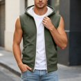 thumbnail image 2 of RUTAYY Men's Sleeveless Zip Up Hoodie Drawstring with Pocket Solid Color Casual Vest Sweatshirt Army Green, 2 of 6