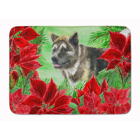American Akita Poinsettas Machine Washable Memory Foam Mat