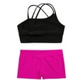 thumbnail image 3 of Fldy Kids Girls 2 Piece Dance Outfits Crop Top with Shorts Set Gymnastics Leotard Dancewear Black&Rose 12, 3 of 7
