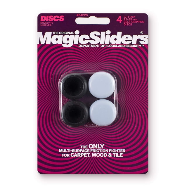 Furniture Sliders Magic Slider, redondo, 7/8 pulgadas, 4 piezas, blanco/negro
