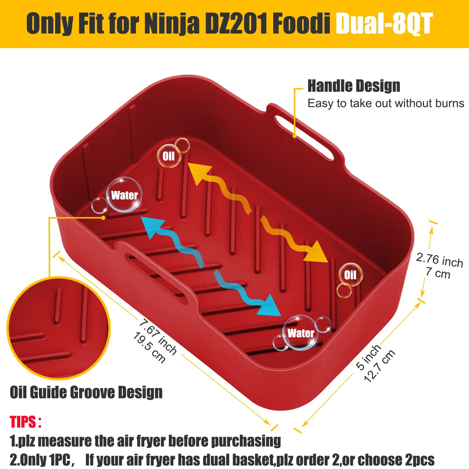 AD-Air Fryer Silicone Pot-Air Fryer Liners For Ninja Foodi DZ201 DZ40, Easy  Cleaning Air Fryer Pan With Heat-Proof Gloves - AliExpress