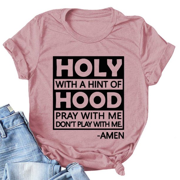 Pntutb Mujer Casual Letras Imprimir Camisa Manga Corta Camiseta tops Túnica Pntutb Pntutb-409