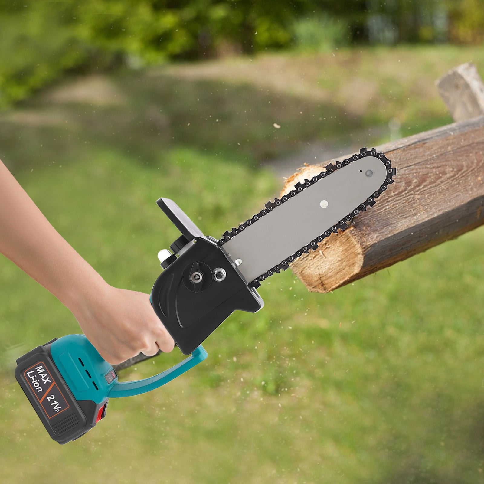 ToppiJoy 8in Electric Chainsaw, Cordless Mini Rechargeable Battery Chainsaw with 2 Batteries Hand Chainsaw for Tree Trimming Wood Cutting Gardening Pruning